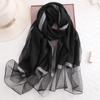2024 New Solid Color Silk Acrylic Shawl Women'S Long Scarf With Gold Silk Sequin Scarf Autumn Sunscreen Scarf