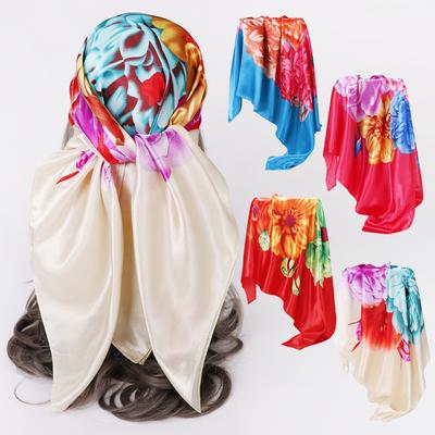 Türban Baskılı İpek Eşarp İpek Kare Eşarp 90cm Büyük Kare Eşarp Bayanlar Güneş Koruma Şal Eşarp