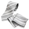 Gran creer Tie and Pocket Square Wedding Made in Fujiyama Gran creer x Set, Formal, Silk, Japan, Weave, (Multi-Stripe Silver)