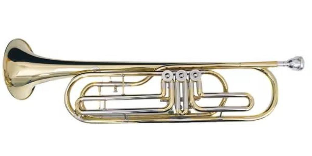 PLAYTECH Bass Trumpet, 3 Rotary, Lacquer Finish, Semi-Hard Case Included