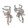 Fashionable Ribbon Earrings Exquisite and Fashion Forward Silver Color Bowknot Ribbon Earrings for Women's Accessories