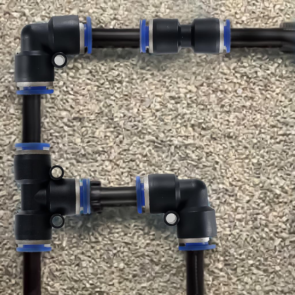 30Pcs Push To Connect Fitting Set Plastic 1/4in OD Air Hose Fitting Pneumatic Connector Air Line Connect Fitting Assortment Kit