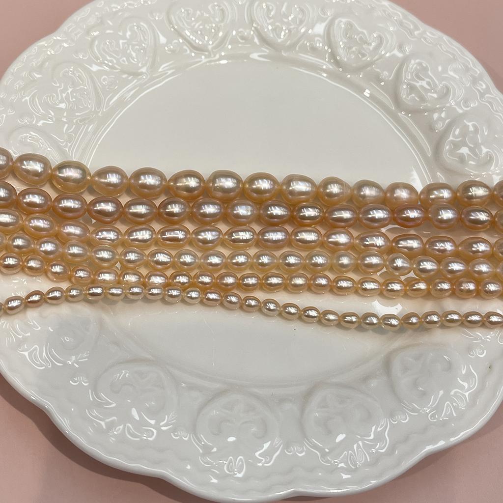 1 String AAA Grade Pink Freshwater Rice Pearl Beads 3-9mm, 36cm Strand, Premium Natural Pearl Beading Supplies, Loose Beads for DIY Handmade Jewelry