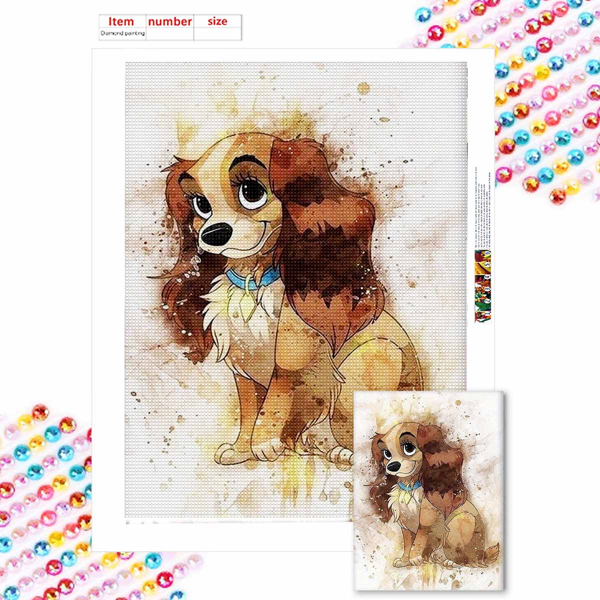 

DIY Diamond Painting Beautiful Puppy Cross Stitch Kit Mosaic Art Diamond Painting Full Circle Diamond Home Decoration Round 20x30cm