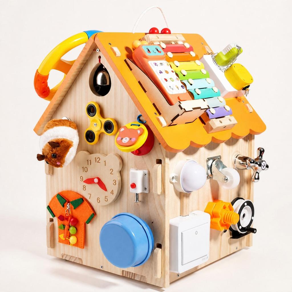 Early Learning Wooden Child-Centered Busy House Fine Motor Skill with