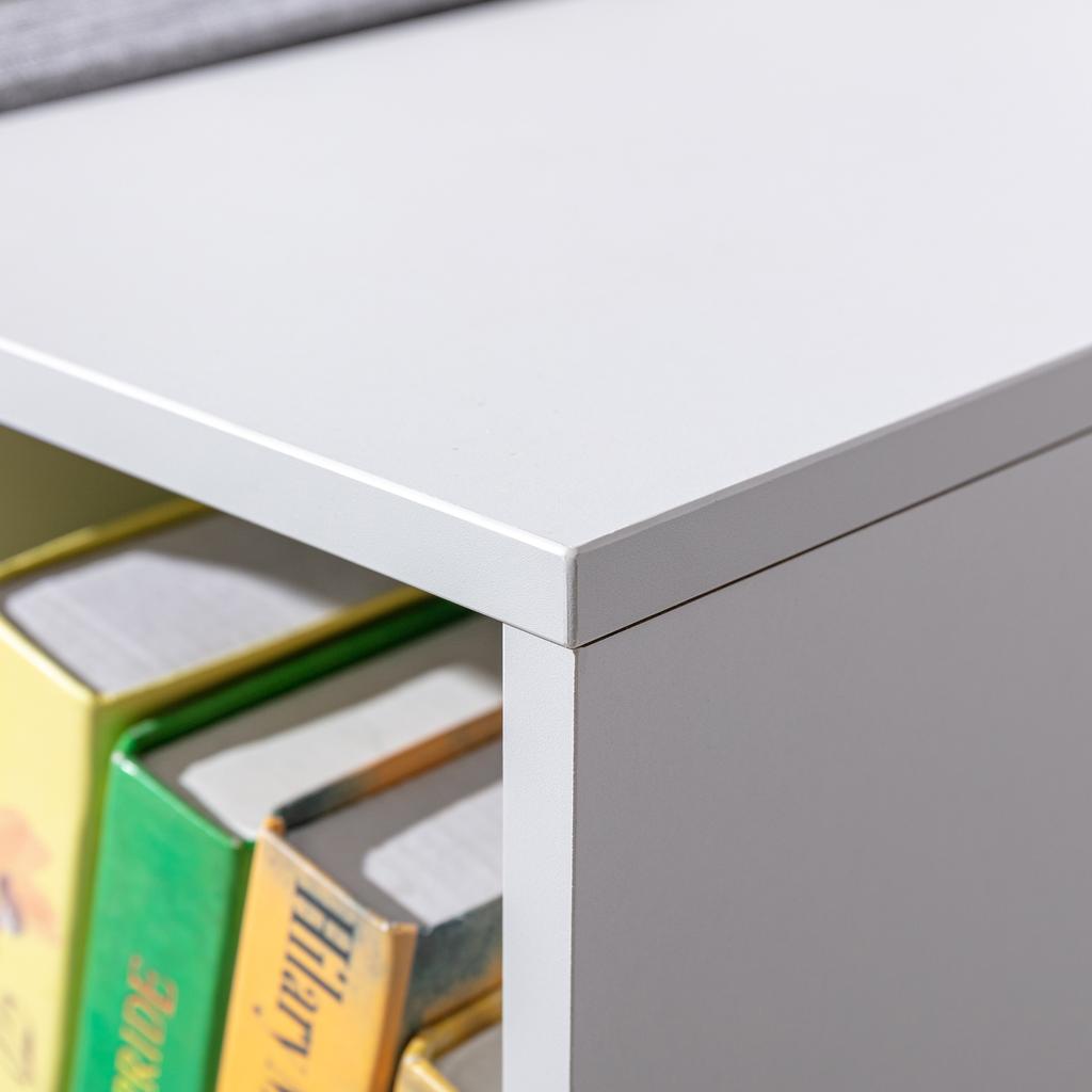 2-in-1 Children's Shelf, Shelf + Bench incl. Cushion, 103 cm x 30 cm x 62 cm, White + Gray