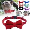 Suede Bow Collar Solid Color Bowknot Puppy Chihuahua with Bell Cats Accessories Bow Buckle Collars Pets Adjustable Safety T C6B7