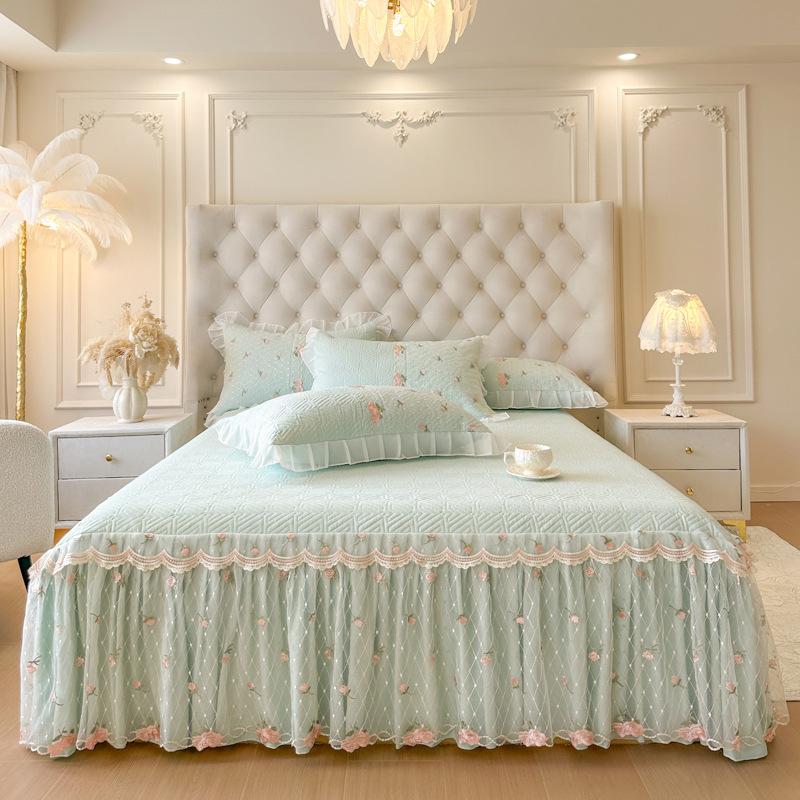 2026 New Pure Color Clip Cotton Bed Dress Single Piece Scarf Single Bed Cover Four Seasons Universal Bed Cover Skirt Side Bed Apron