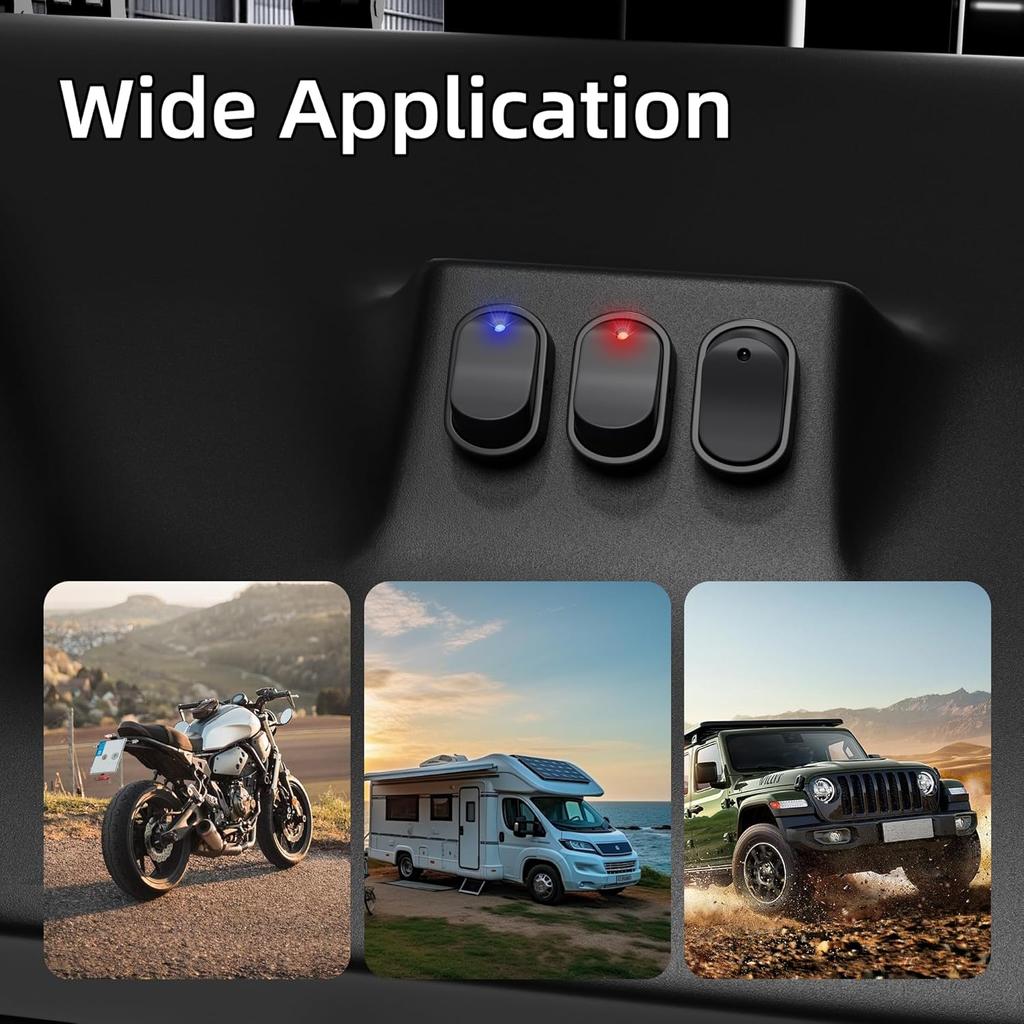 DaierTek Toggle Switch 12V 30A Oval Rocker Switch 3 Pin Red And Blue Led Lighted On Off Switch For Automative Car RV Marine Boat -8Pcs