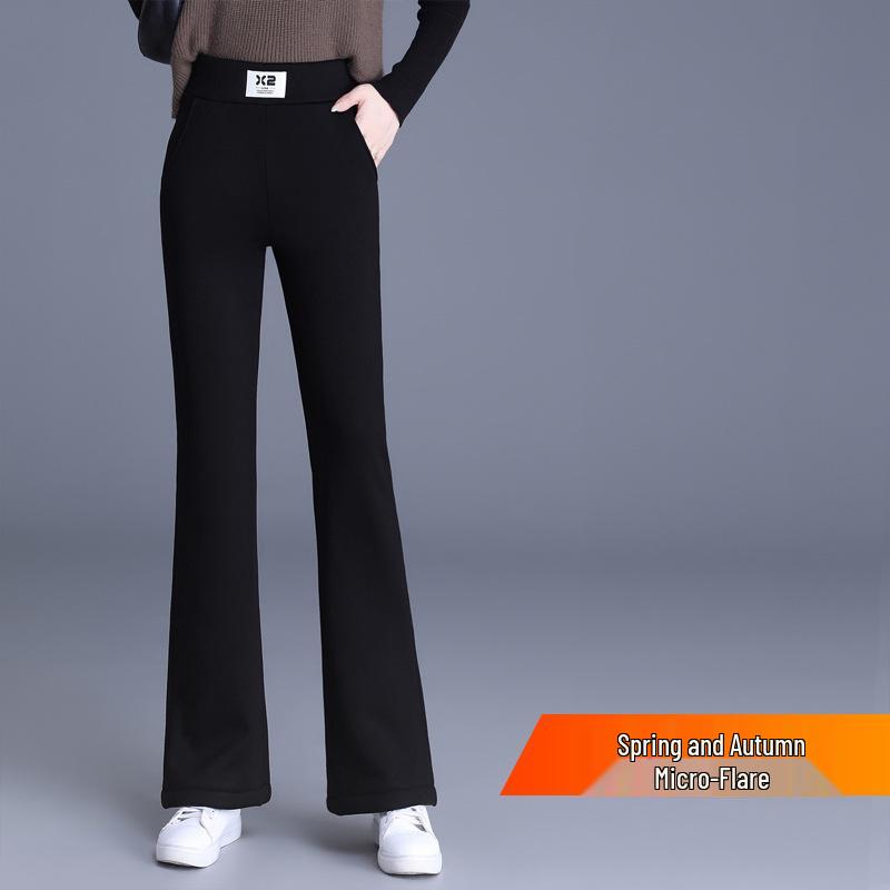 

Women s Plus Size High-Waisted Fleece-Lined Lambswool Flare Pants for Autumn/Winter 2026 XL