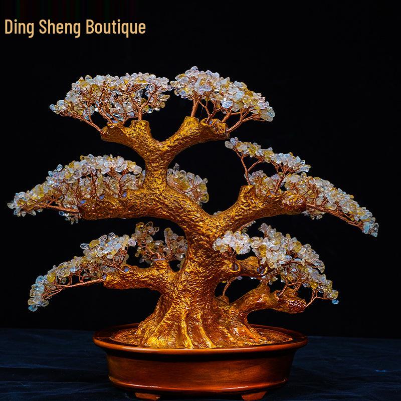 Pink Crystal Money Tree: Attracts Wealth and Enhances Relationships - Perfect for Living Rooms, Offices, Housewarmings, and Ceremonies