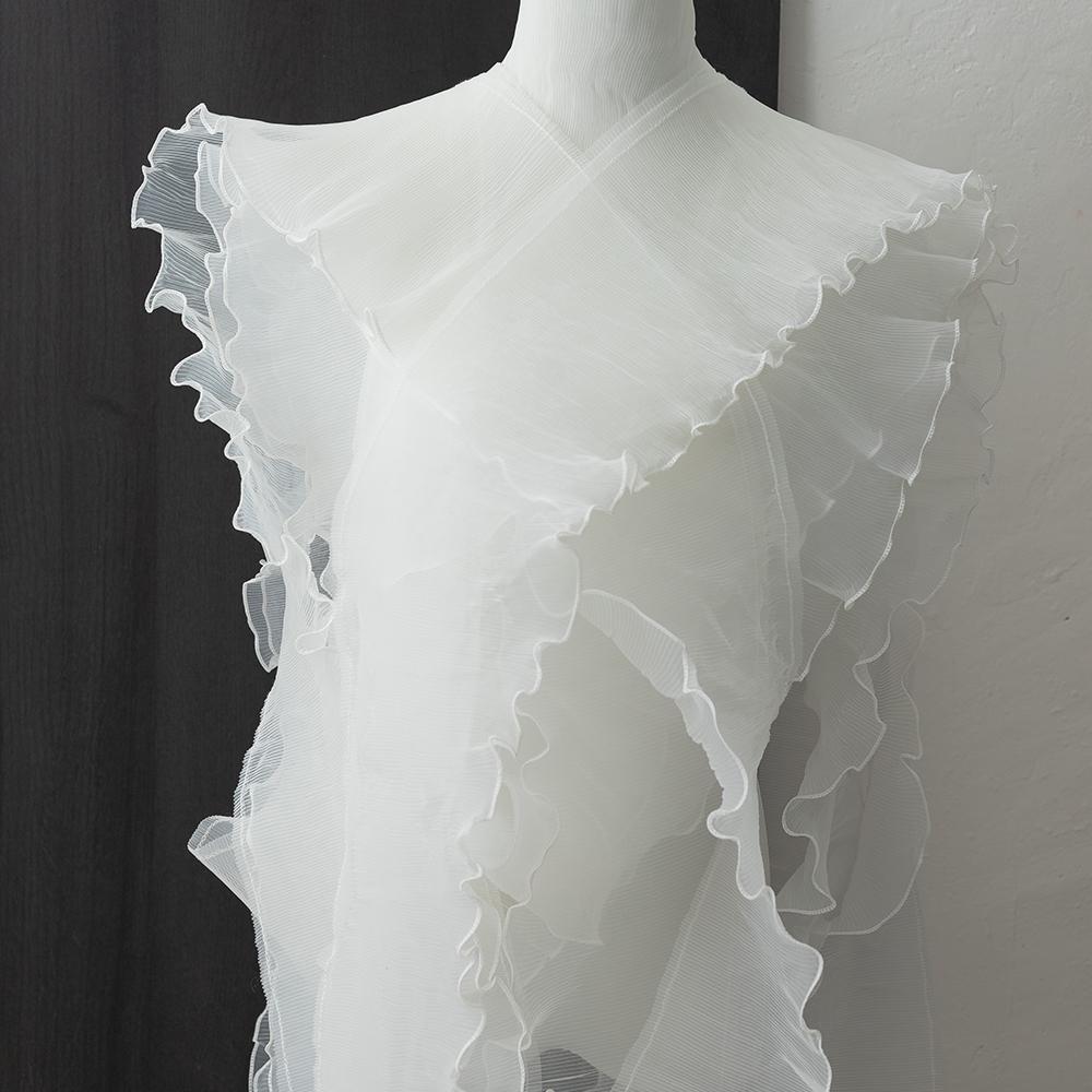 16CM Wide Pleated Organza Fabric  Big Wave Ruffle Trim 3D Lace Fringe Ribbon Wedding Dress Collar DIY Crafts Sewing Supplies