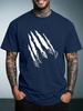 Unisex White Short Sleeve Summer Fashion Tee Black Beast Claw Scratch Mark Graphic Crew Neck Loose Casual Male Street Tops