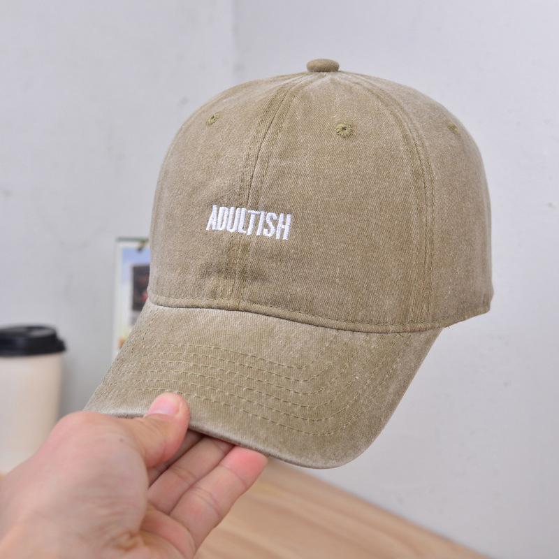 Washed Solid Color Embroidered Baseball Cap Spring and Summer American Retro Old Baseball Cap Men