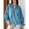 Spring and Autumn New Women's Elegant and Sweet Loose Casual Lantern Sleeve V-neck Ruffle Shirt