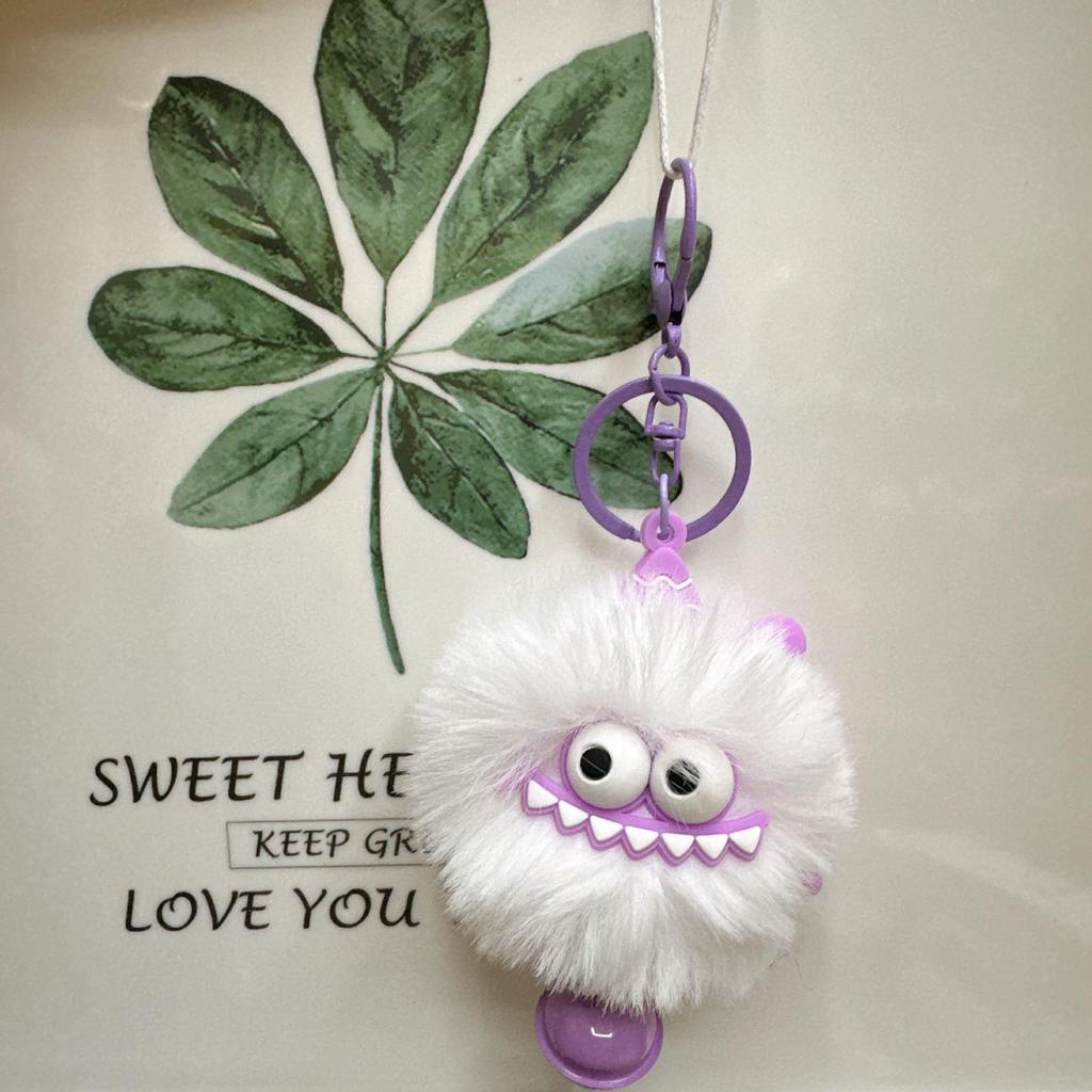 Brelok Mały Potwór Dinozaur: Uroczy Pluszowy Królik Rex z Futra z Dzwoneczkiem - Akcesorium do Torebki i Telefonu