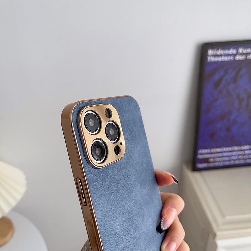 Apple 17ProMax Lambskin Electroplated iPhone16 Drop-proof Leather Texture Case