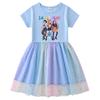 Vestido de Princesa de Malla con Lentejuelas Kpop Demon Slayer para Niñas - Manga Corta