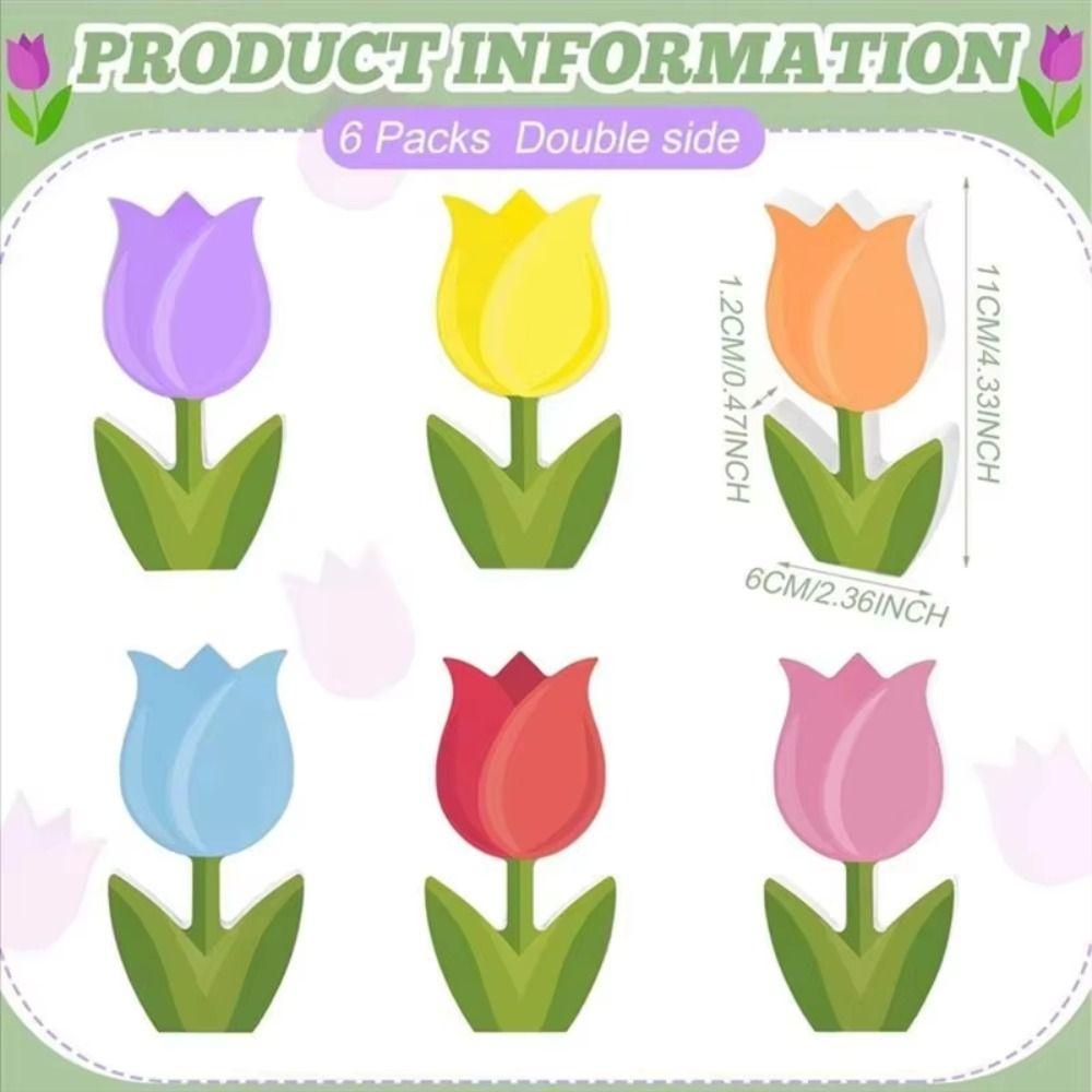 6Pcs Double-Sided Tulip Layered Tray Decoration Candy Color Plastic Floral Decoration  Office Decor
