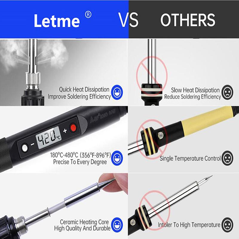 Digital Soldering Iron 80W With On/Off Switch Adjustable Temperature Lcd Welding Tools Ceramic Heater Soldering Tips
