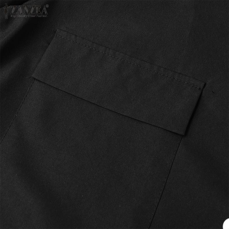 ZANZEA Women Vintage Lapel Long Sleeve Solid Color Loose Jackets