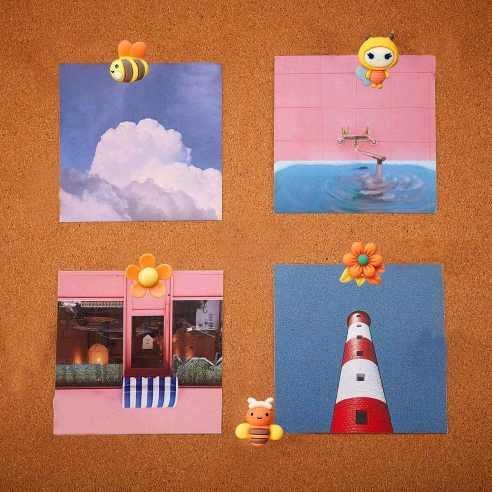 30 stk Bærbar 3D Bi Blomst Trykkenåler DIY Gjenbrukbar Tommelnål Multifunksjonell Kreativ Tavle Tommelnål Kontor Skoleutstyr