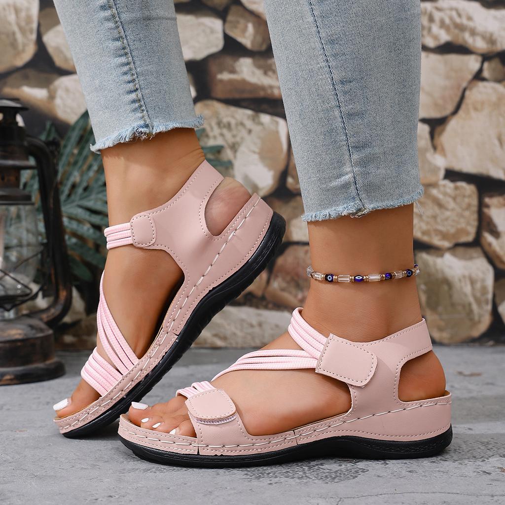 High Quality Brand Women Sandals 2025 Summer New Elastic Band Lightweight Sandals Flat Casual Outdoor Shoes for Women