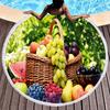 Summer Tropical Fruit Round Beach Towel Delicious Hawaii Fruits Sandproof Beach Blanket Soft Quick Dry Towel Portable Picnic Mat