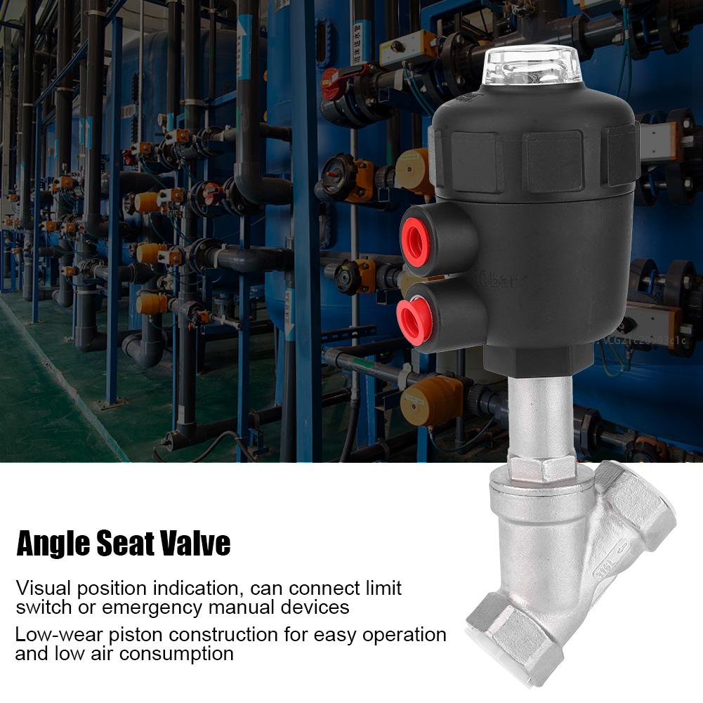 Angle Seat Valve   Actuated Thread Connection Stainless Steel Thickened Plastic Case Steam Valve