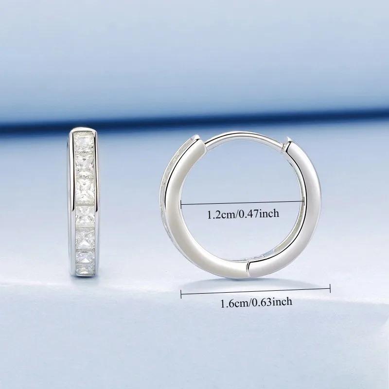 925 Sterling Silver Round Zircon Hoop Earrings For Women Simple Geometric Circle Earrings Party Wedding Jewelry Gifts