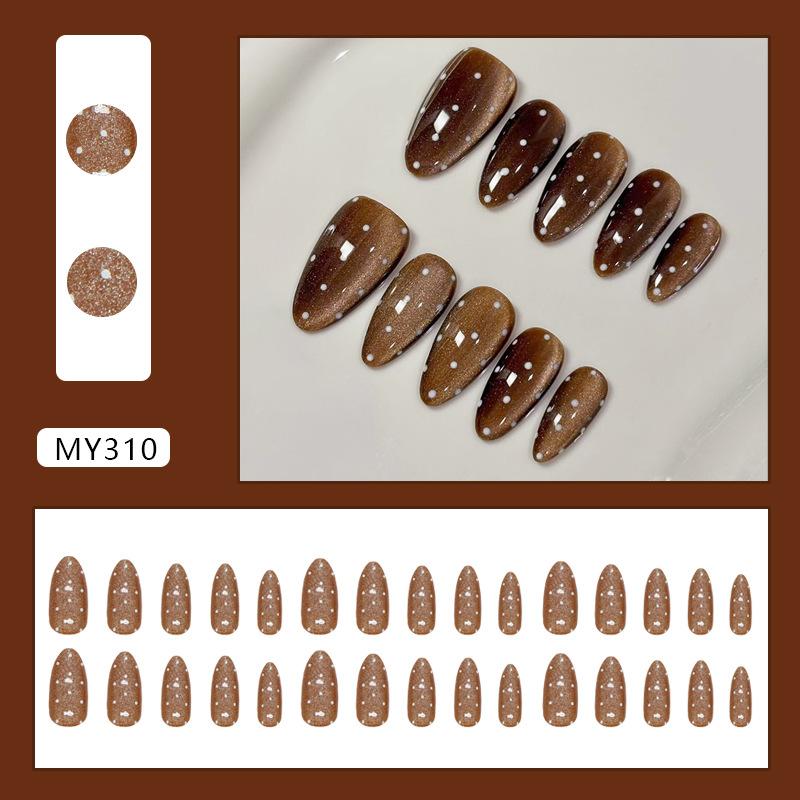 

Retro cat s eye caramel polka dot temperament white fashion European and American ins style removable wearable armor 30 pieces
