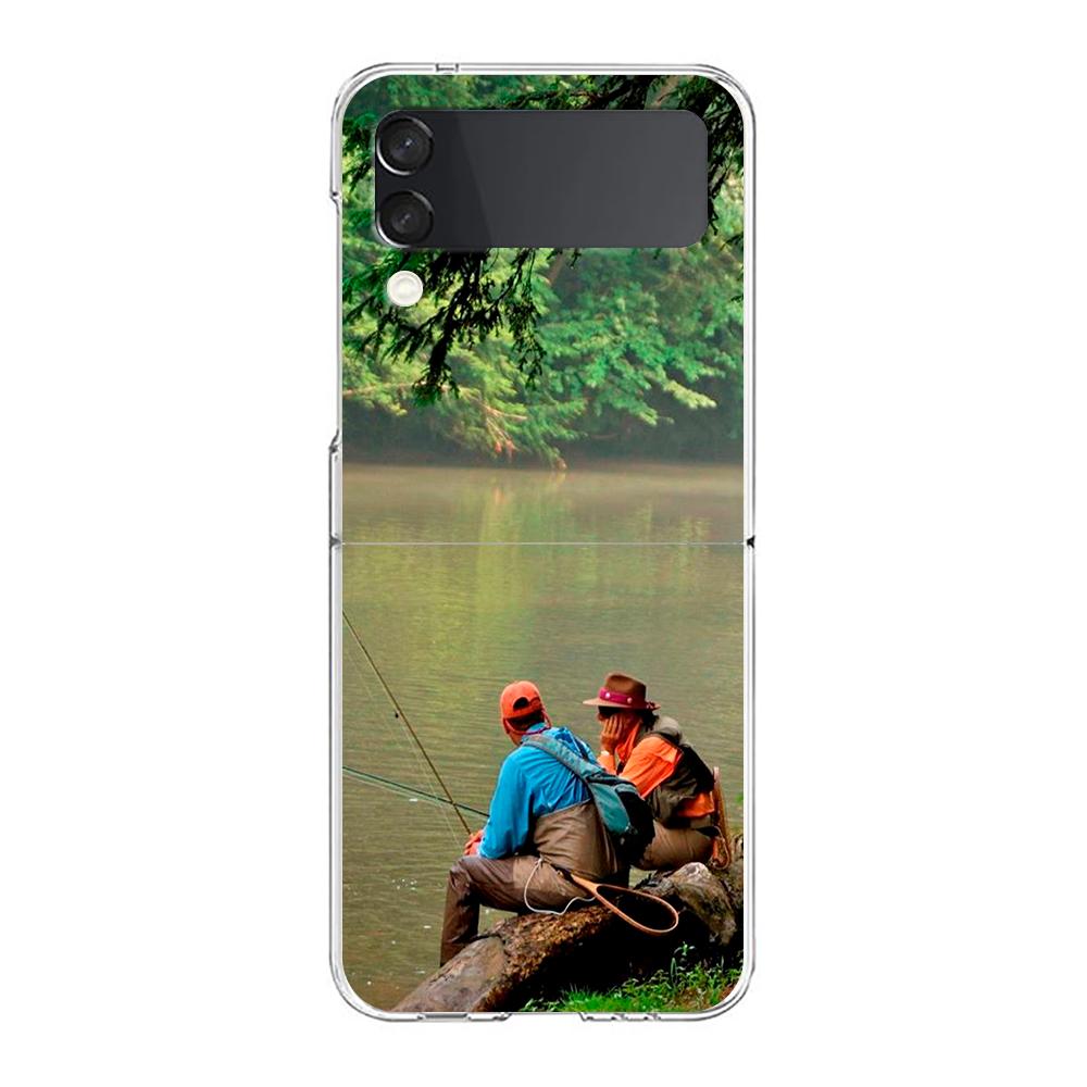 Fishing Phone Case For Samsung Galaxy Z Flip 3 4 5 Hard Folding Clear PC Bumper For Samsung Z Flip 6 Back Cover