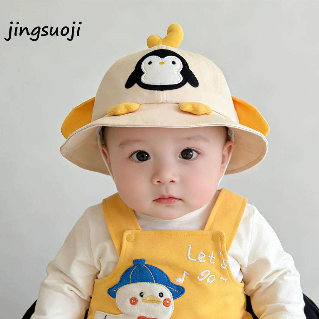 Cartoon Penguin Baby Bucket Hat, Korean Style, Sun Hat for 2-Year-Olds