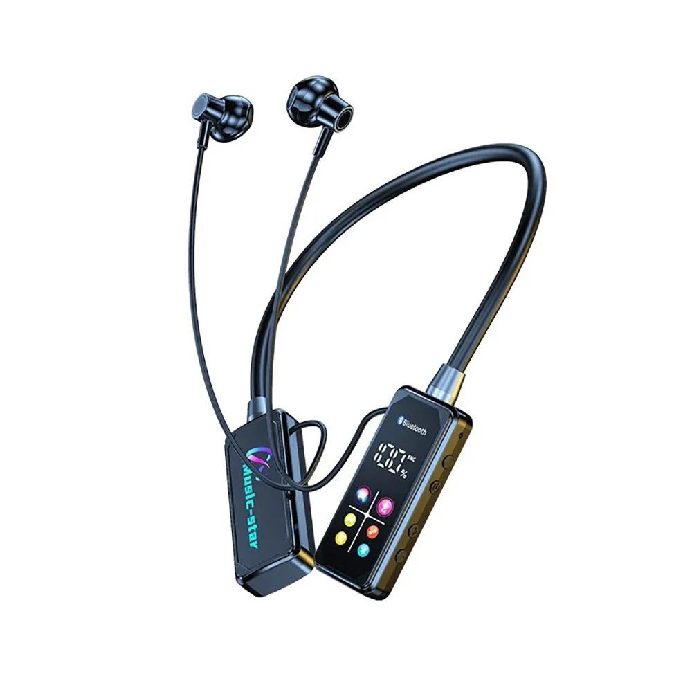 Bluetooth 5.4 Kopfhörer mit HD-Bildschirm Drahtlose Headsets Nackenband HiFi Stereo-Kopfhörer Geräuschreduzierung Ohrhörer für Live