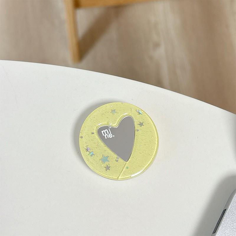 

Solid Color Circular Glitter Love Small Mirror Phone Airbag Holder Adhesive Style Internet Celebrity Decoration Women s Lazy Ring