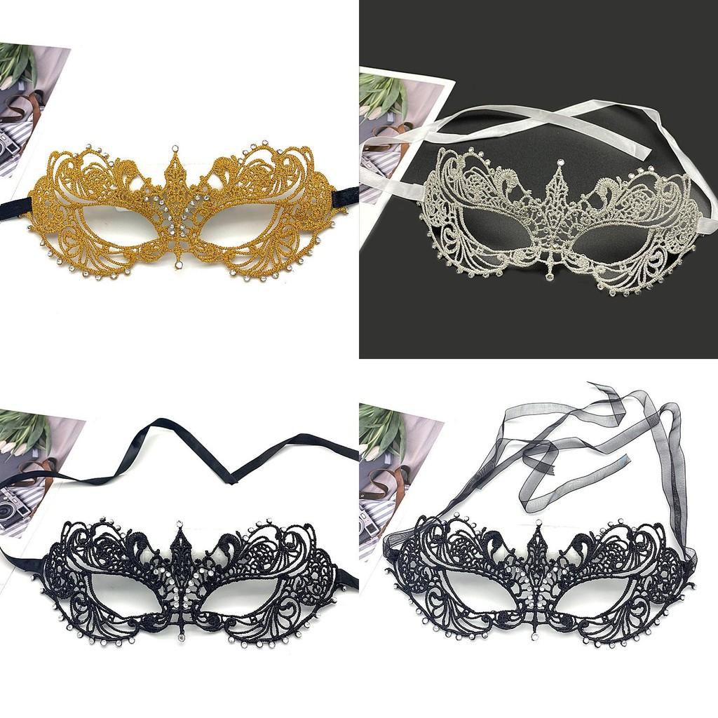 Party Hollow Costume Lace Mask With Water Diamond Decoration For Halloween