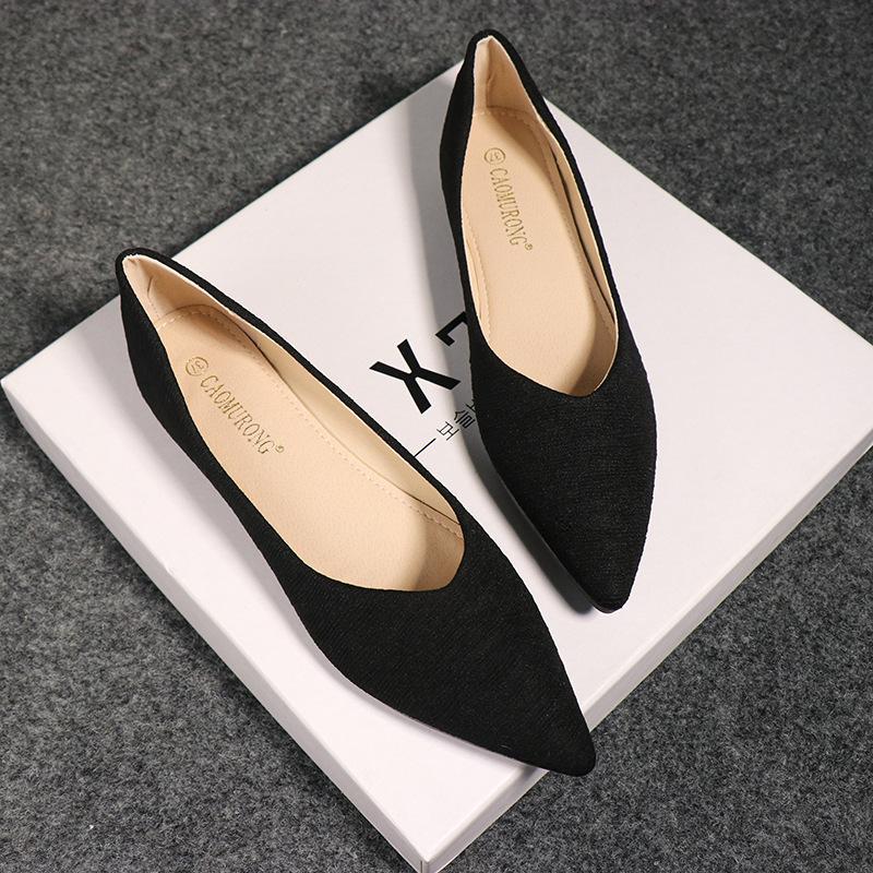 Fashion Large Size Flat Shoes for Women Spring Autumn New Fashion Rhinestone Shallow Mouth Boat Shoes Comfortable Pointed Luxury Shoes