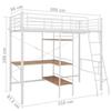VidaXL Lit superposé avec cadre de table Blanc Métal 90x200 cm
