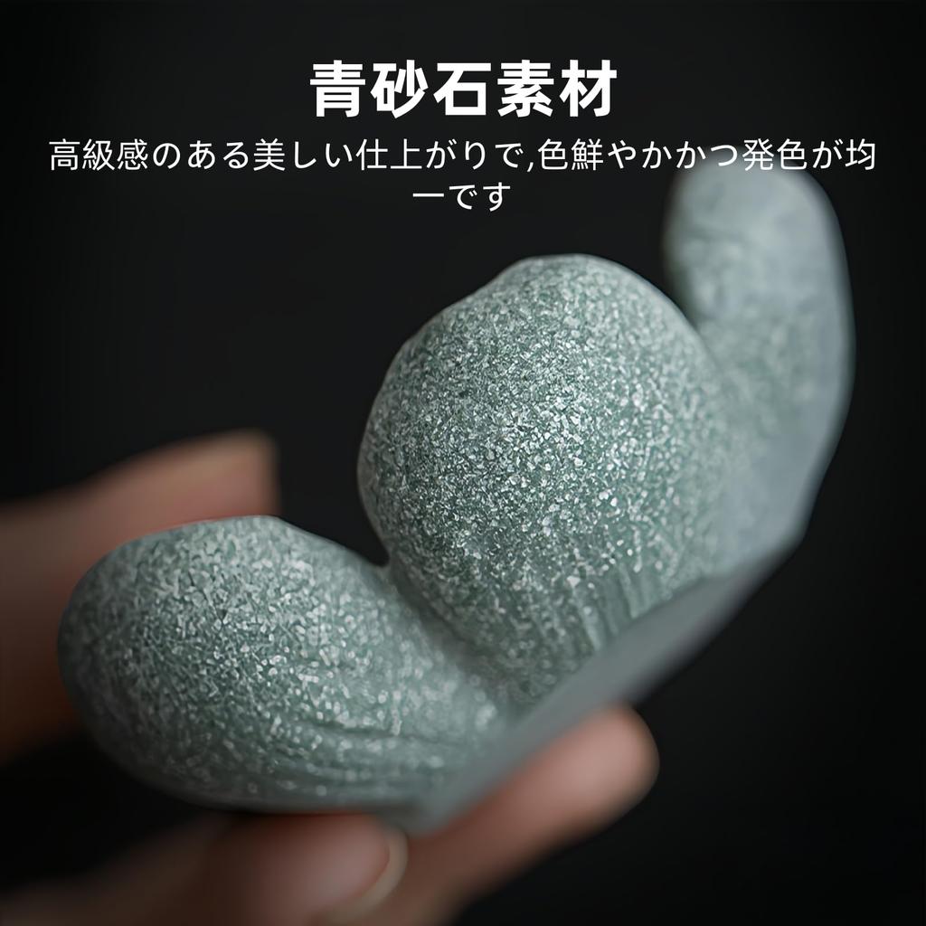 Moruna Incense Holder, Blue Sand Stone with Plum Blossom Design, Stylish Mini Incense Burner for Buddhist Altars, Japanese-Style Decor (Blue Sand