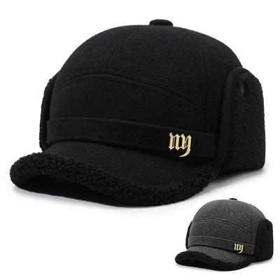 Autumn Winter Woolen Baseball Cap Outdoor Velvet Thick Cap Middle-Aged Men's Warm Ear Protection Cap