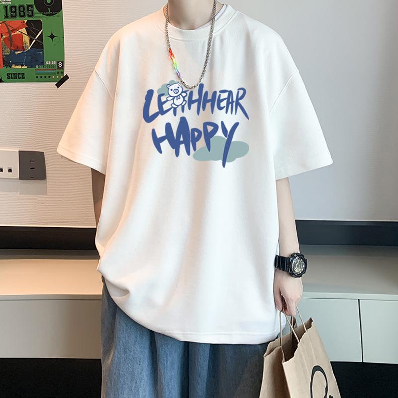 Ανδρικό Καλοκαιρινό T-shirt με Τύπωμα Κοντό Μανίκι - Χαλαρή Εφαρμογή, Στρογγυλή Λαιμόκοψη, Μοντέρνο Σχέδιο