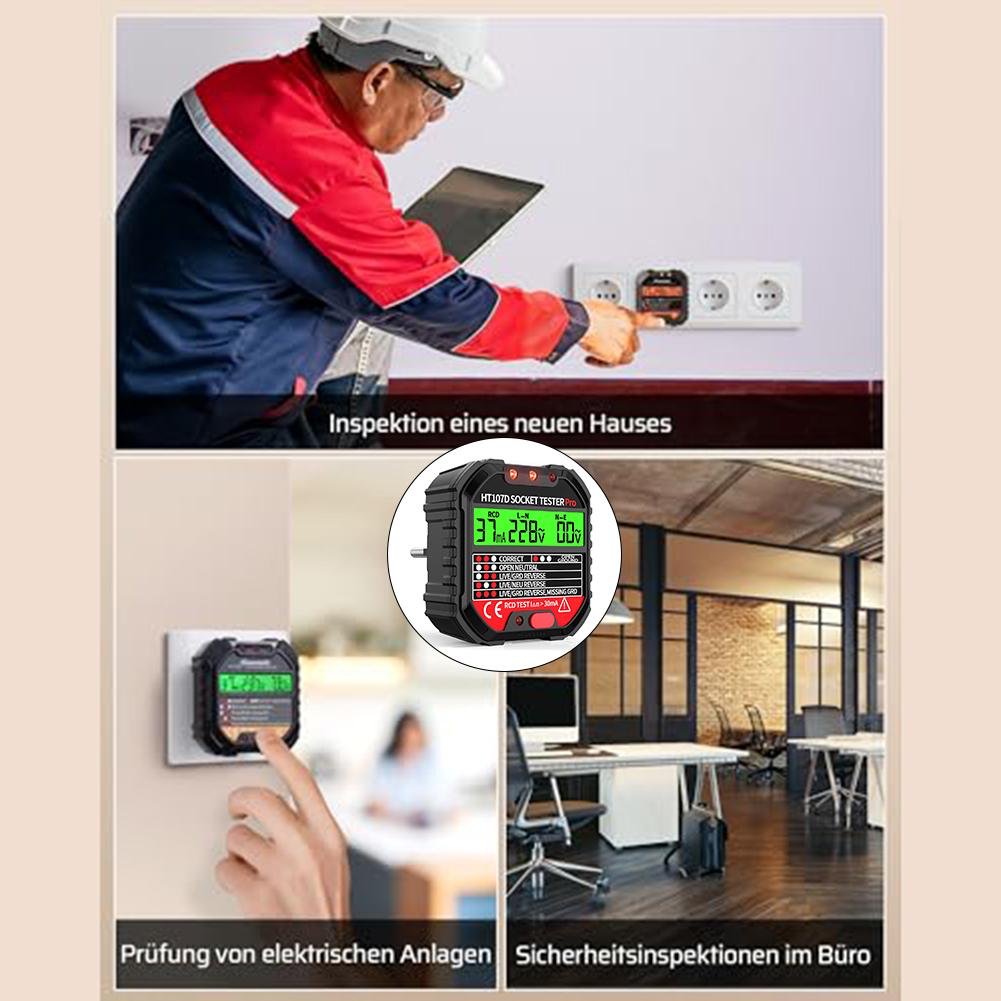 Socket Tester With RCD Tester And Voltage Indicator Light For Fast And Accurate Testing Of Wiring And Residual Current Devices