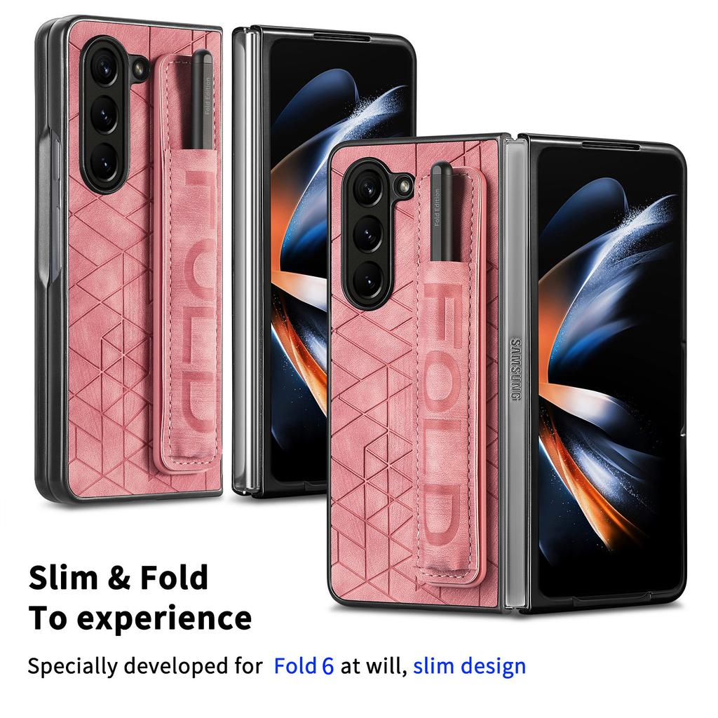 Für Samsung Galaxy Z Fold6 5G Hülle Armband Leder+PC Abdeckung mit Stifthalter