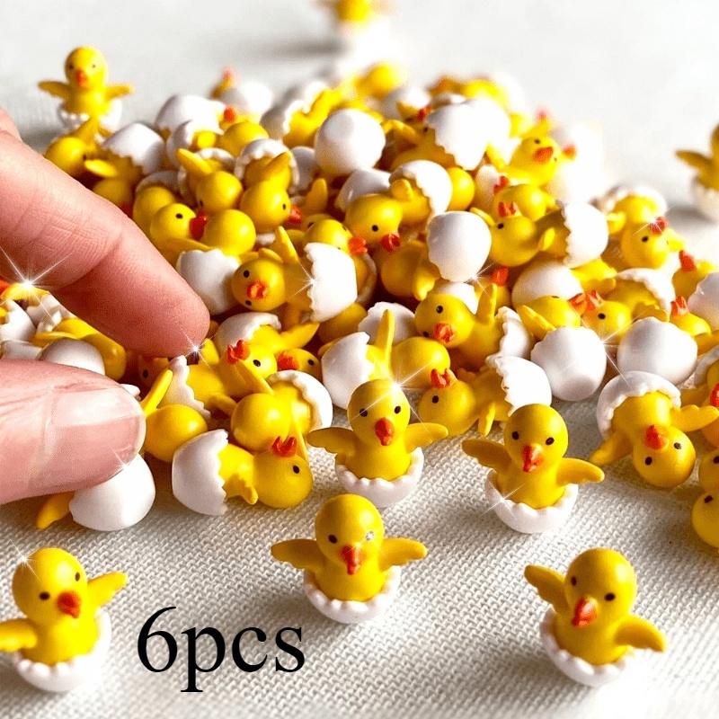 

6pcs Miniature Resin Chick Figurines, Versatile Indoor & Outdoor Handcrafted Garden Animal Decor,for Various Room Types