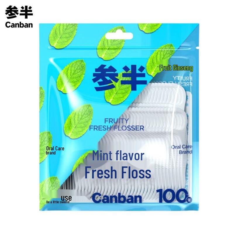 Canban Mint Dental Floss Picks, 100 Count Bag мятный