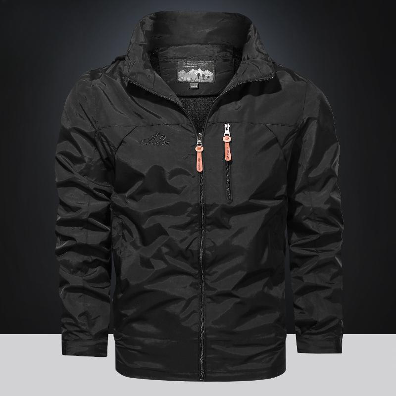 New Spring and Autumn Plus Size Jacket Men's Windproof and Waterproof Outdoor Hooded Jacket Men's Coat