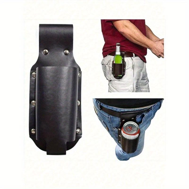 1pc Classic PU Leather Bottle Holster Bottle Holders Belt Waist Bag Beer Bottle Case for Travel Outdoor Backyard Portable Outdoor Waist Bag