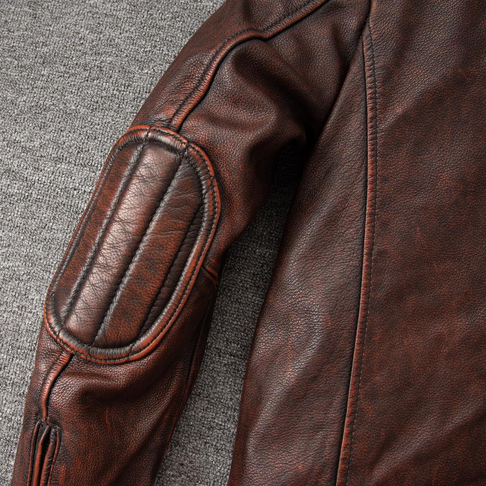 Men Leather Jacket Slim Fit Short Genuine Cow Jackets Men's Cowhide Coat Biker Style Sheepskin Clothes Spring Autumn