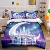 Dreamlike Castle Floating On Crescent Moon Duvet Cover Set With 3D Printing Design Soft Polyester Bedding Set All-Season Comfort