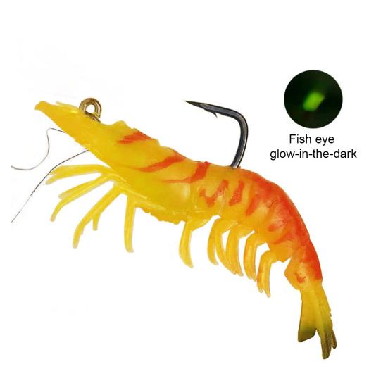 1/3/6Pcs Fishing Lures Shrimps Baits with Hook Realistic Looking Vibrant Color Freshwater Saltwater Shrimp Swimbaits Soft Lures